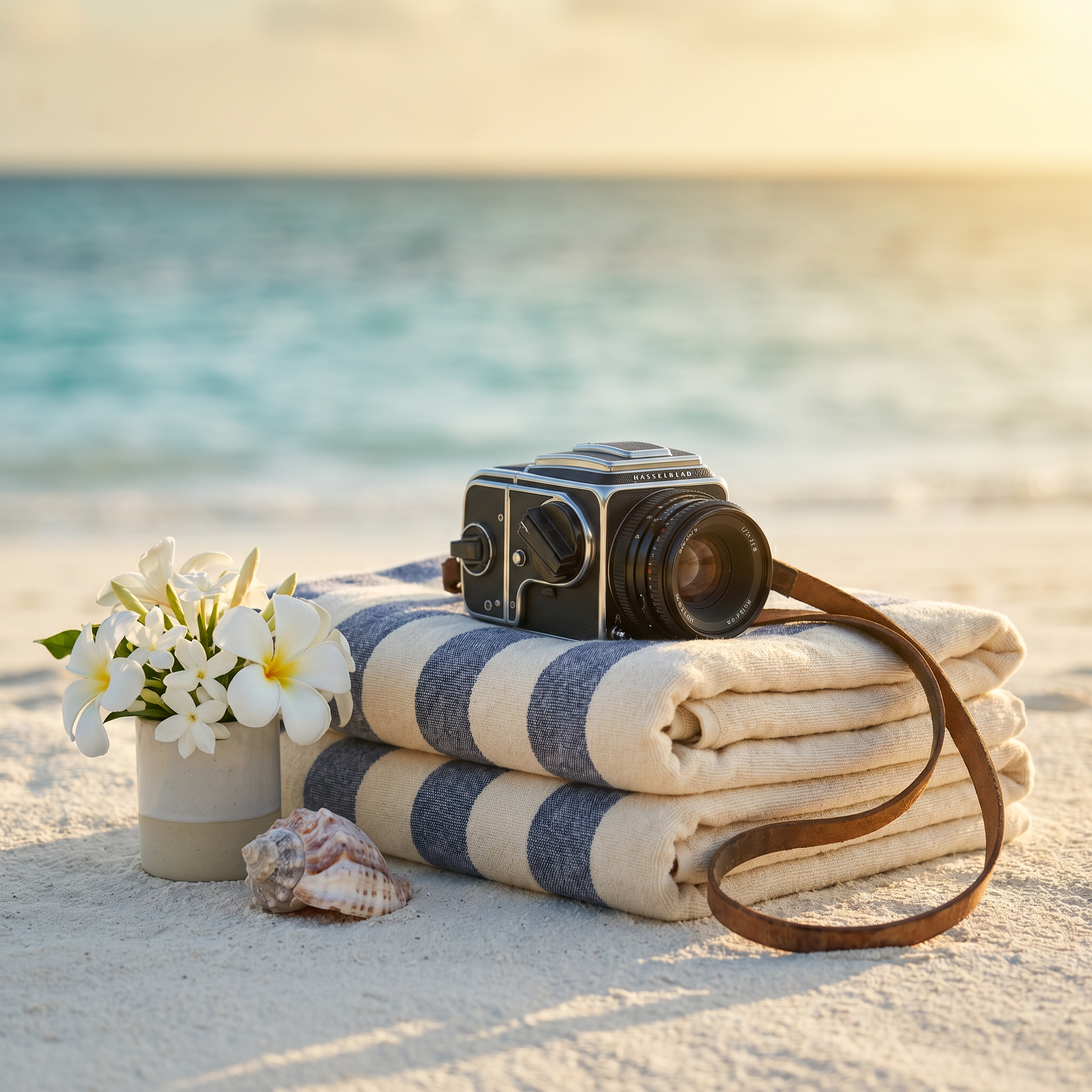 Photographer shooting a beach cabana scene